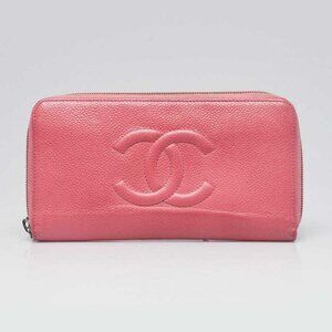 Chanel Pink Caviar Leather CC Timeless Zippy Wallet